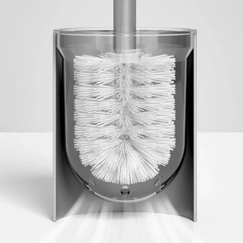 Bathroom Toilet Brush Holder Cleaning Tools Space Aluminum Wall Mounted No Drill Vertical Toilet Brush Bathroom Accessories