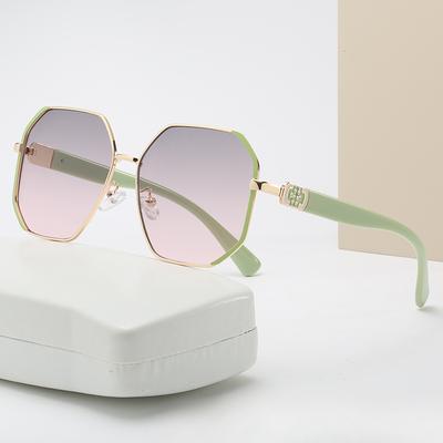 Polygonal Metal Frame Gradient Sunglasses, Fashionable and Personalized Internet Celebrity Sunglasses