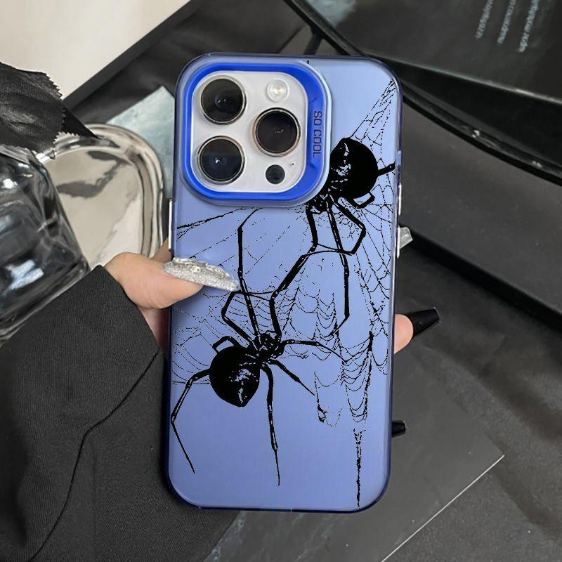 Black Spider Couple Phone Case Cover for Iphone 11 14 Pro Max XR 13 12 Pro X XS 15 Pro Max Shell Matte IMD Hard Armor Fundas