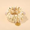 4Pcs Boho Crystal Beads Chain Bracelet Set For Women Vintage Heart Charm Elastic Bangle Men Fashion Party Jewelry