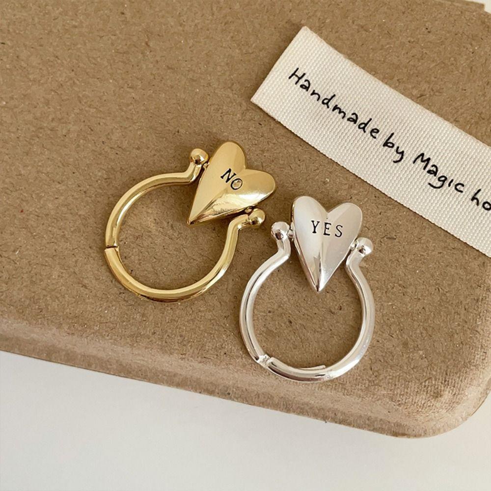 Glossy Surface Heart Ring Personality Finger Charm Fashion Vintage Jewelry Gift  For Women