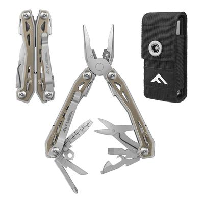Pinze Multiuso FLISSA Tan Deserto 16 in 1 Acciaio Inossidabile Strumento Multiuso con Coltello Multiuso Tattico, Cacciaviti