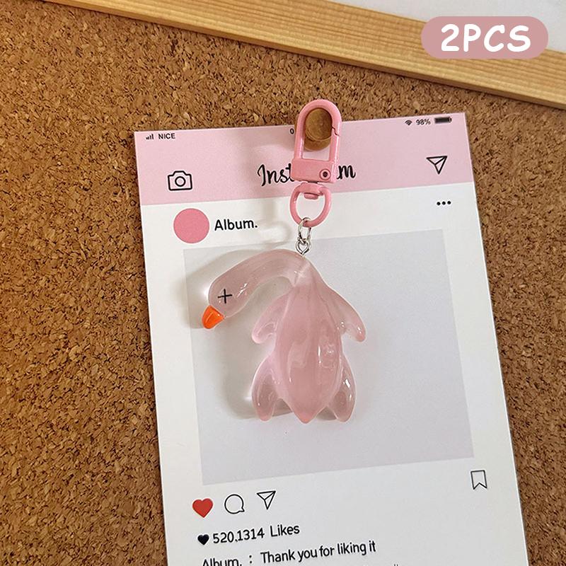 2Pcs Creative Color Change Duck Keychain  Colorful Roast Duck Keychain Novelty Cute Backpack Decoration Accessories Gifts