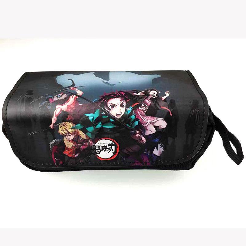 New Year's Day Demon Blade Cartoon Pencil Case - Student Stationery Box with Button Closure