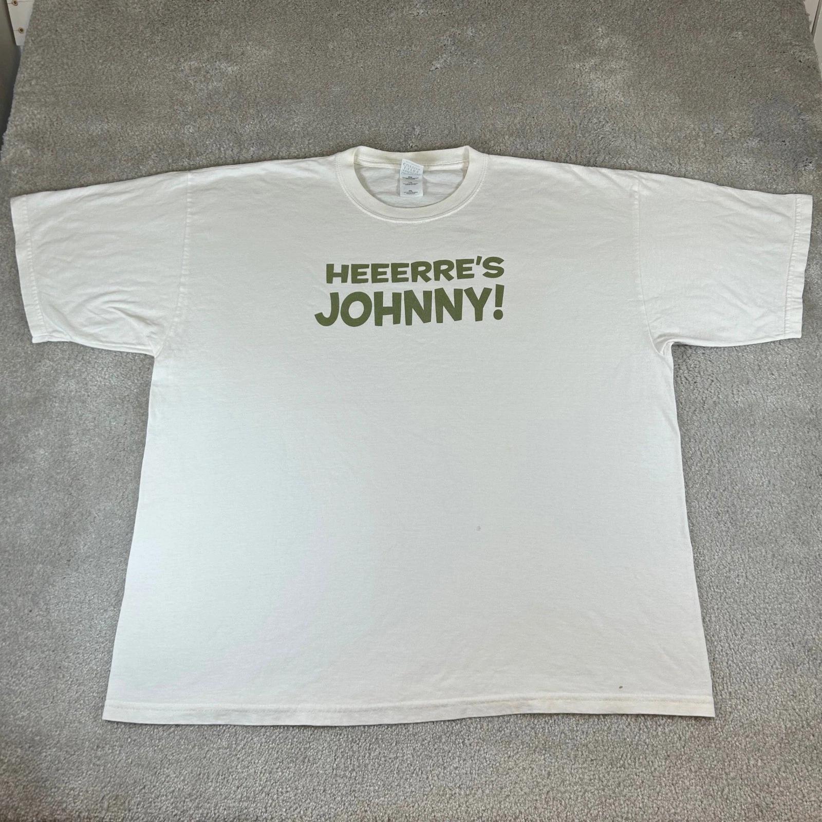 

Vintage 90s Heeeere s Johnny The Shining Movie Promo Quote Graphic Tee XXL Rare S