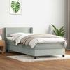 Box Spring Bed with Mattress Light Gray 80 X 220 Cm Velvet