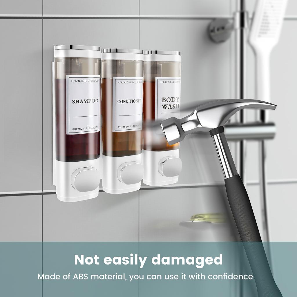 Refillable Bottles No Drill Shampoo and Conditioner Dispenser Transparent Liquid Soap Dispenser for Bathroom Hotel Accessories