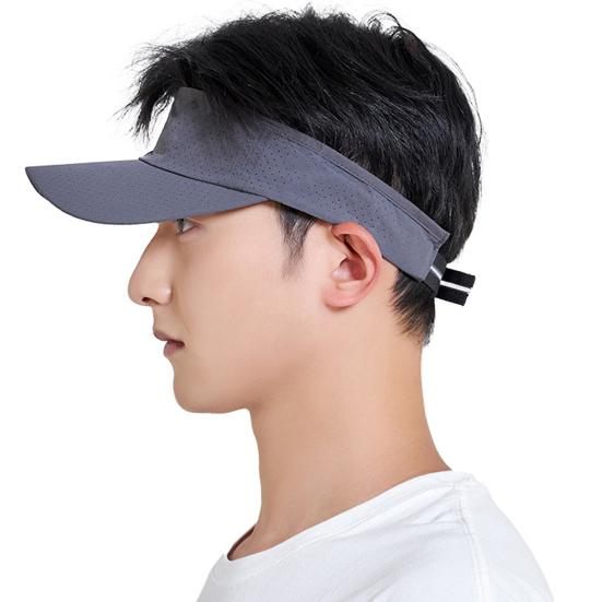 Men Summer Hat Empty Top Hollow Out Mesh Long Brim Sunscreen Anti-UV Face Protection Lightweight Tennis Jogging Peaked Cap