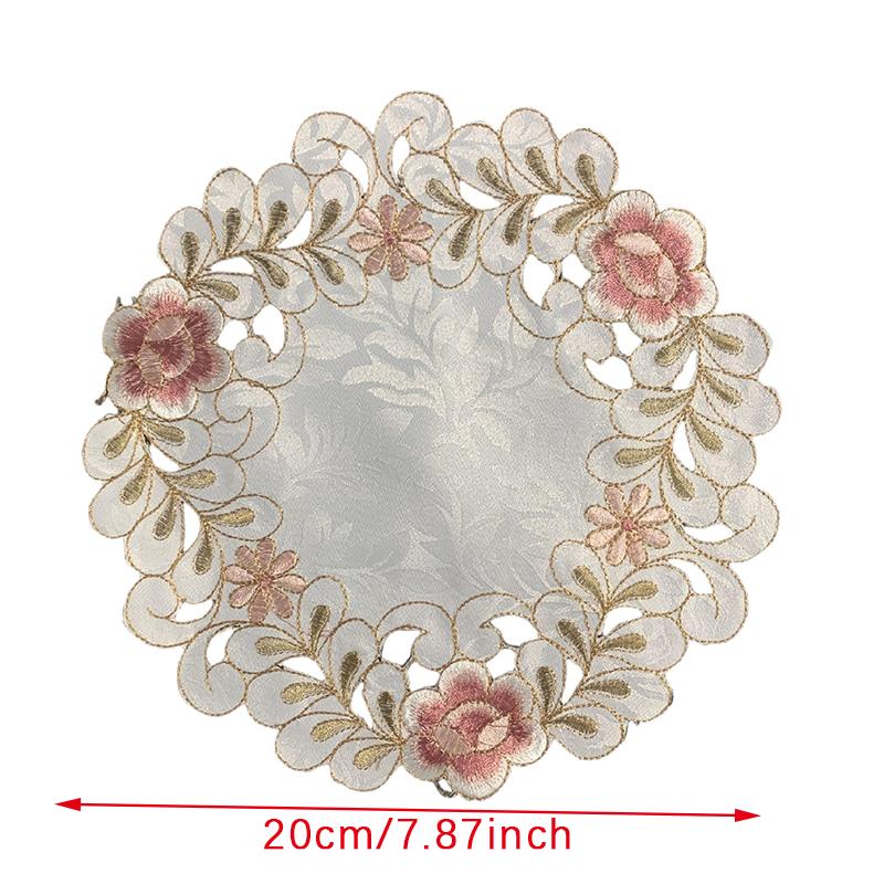 

Подставка под стакан с вышитым цветком розы, круглая подставка под стакан для чашки, подставка под стакан, поделки своими руками 20cm