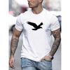 Men's Summer Loose Size 100% Cotton Eagle Pattern Printed Round Neck Short Sleeve Breathable Casual Fashion T-Shirt T-shirt Top