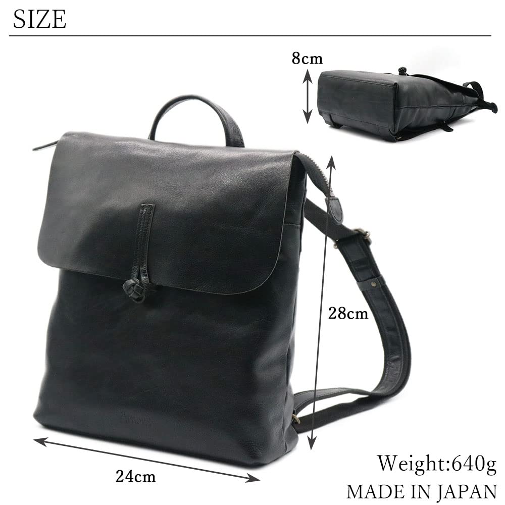 Genuine Himeji Leather Backpack for Women In Leather Travel Cowhide Made In Japan Ämont [Made Japan] Rucksack, Handmade, Bag, Casual, Adult, Simple,