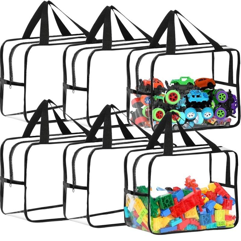 Transparent PVC Storage Bags Reusable Large Toy Building Blocks Travel Cosmetics Craft Supply Handbag Container with Zipper