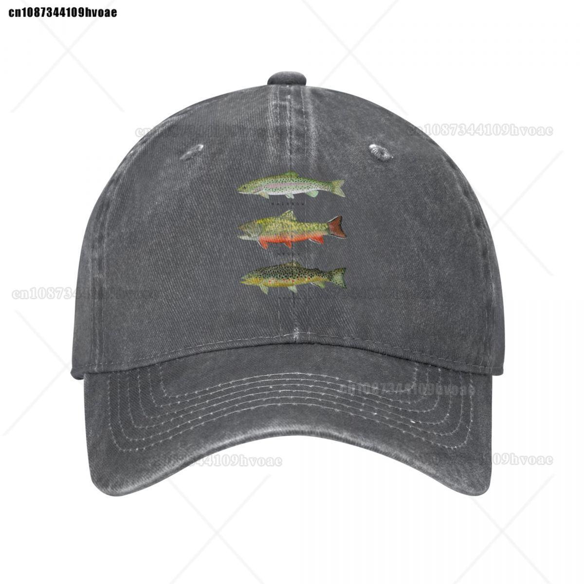 

Brown Rainbow Trout Triad Baseball Cap Unisex Distressed Washed Snapback Cap Fishing Fly Fishing Outdoor Running Golf Caps Hat One Size темно-сірий