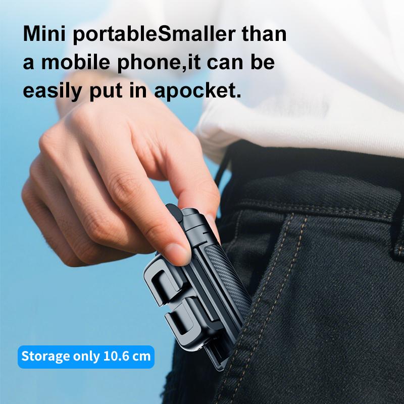 Mini Pocket Selfie Stick Tripod Stand 360° Rotation Phone Holder With Detachable Bluetooth Remote for Shooting Live Streaming