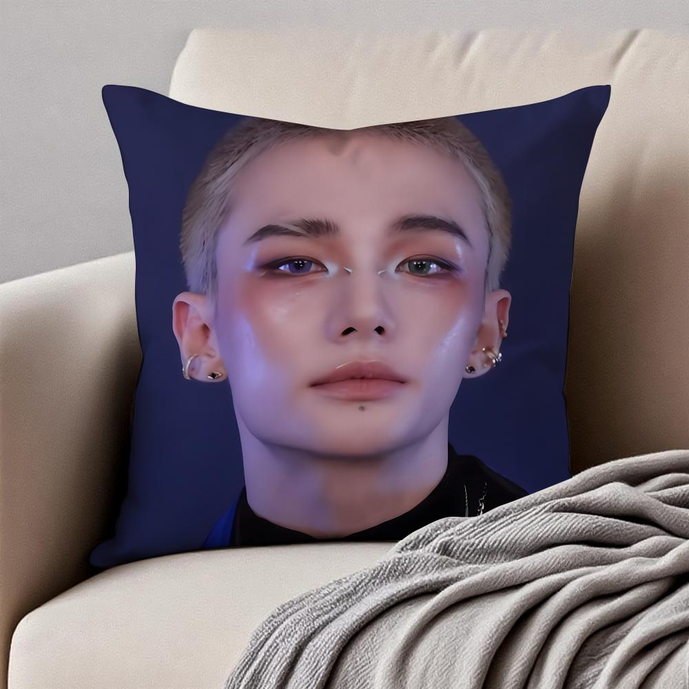 Handsome Kpop Idol HHwang HyunJin Cushion Cover Pillowcase Antidustmite Invisible Zipper Short Plush Sofa Cushion