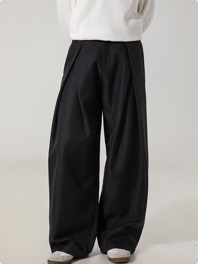 Pantalon décontracté plissé 3D style A-line Old Money pour homme – Pantalon de ville polyvalent haut de gamme pour le printemps et l'automne.