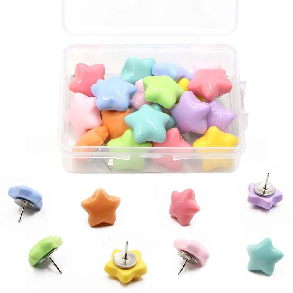 

20/50Pcs DIY Star Shape Pushpins 3D Blackboard Push Pins Pentagram Push Pins School Stationery 20Pcs with Box