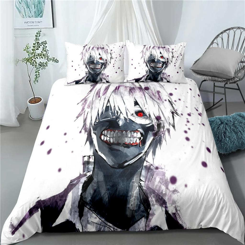 Tokyo Ghoul Anime 3D Printed Bedding Set Duvet Cover Pillowcases Comforter Soft Bed Linen for Fans