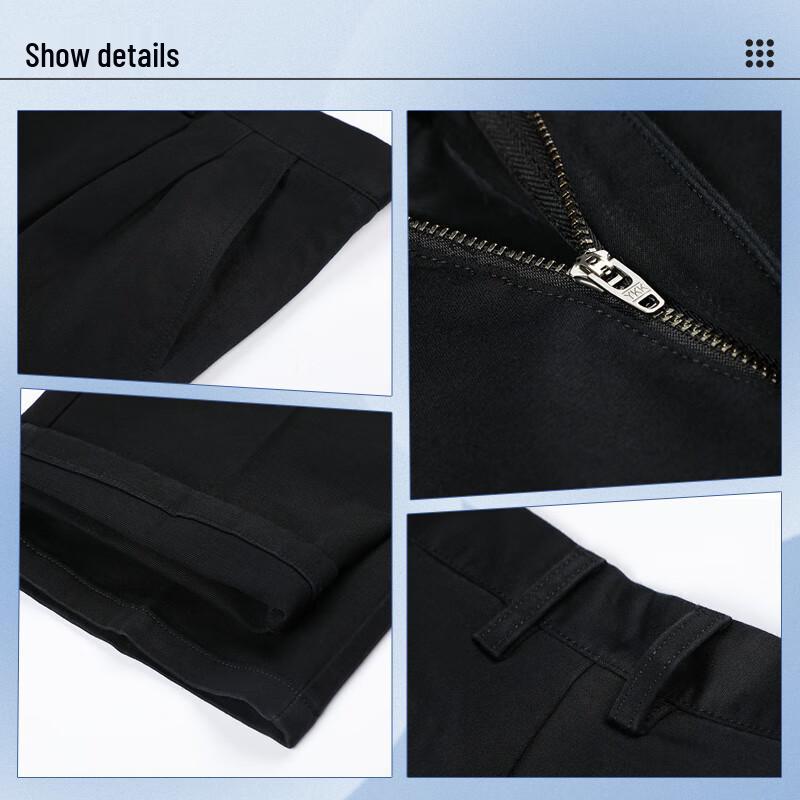 Landun Men's Double Pleated Straight-Leg Casual Pants