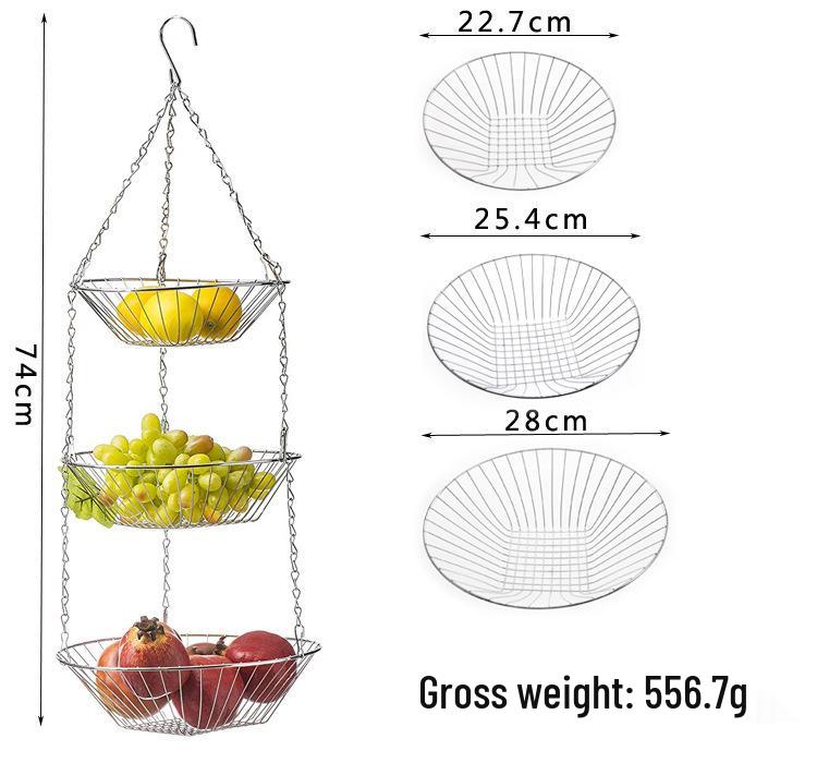 Wrought Iron Three-Tier Folding Fruit Storage Basket