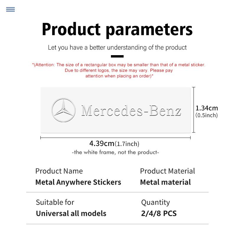 CQS1 For Mercedes Benz 3D Metal Car Emblem Logo Decorative Stickers Badge Decal Interior Styling W211 W124 W176 W177 C180 C200 C260