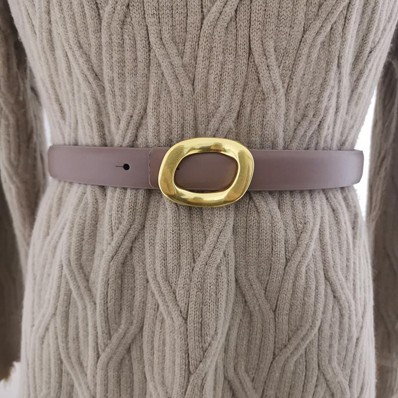 Fashion Leather Belt For Women With Alloy Buckle And Snap Closure For Casual Wear