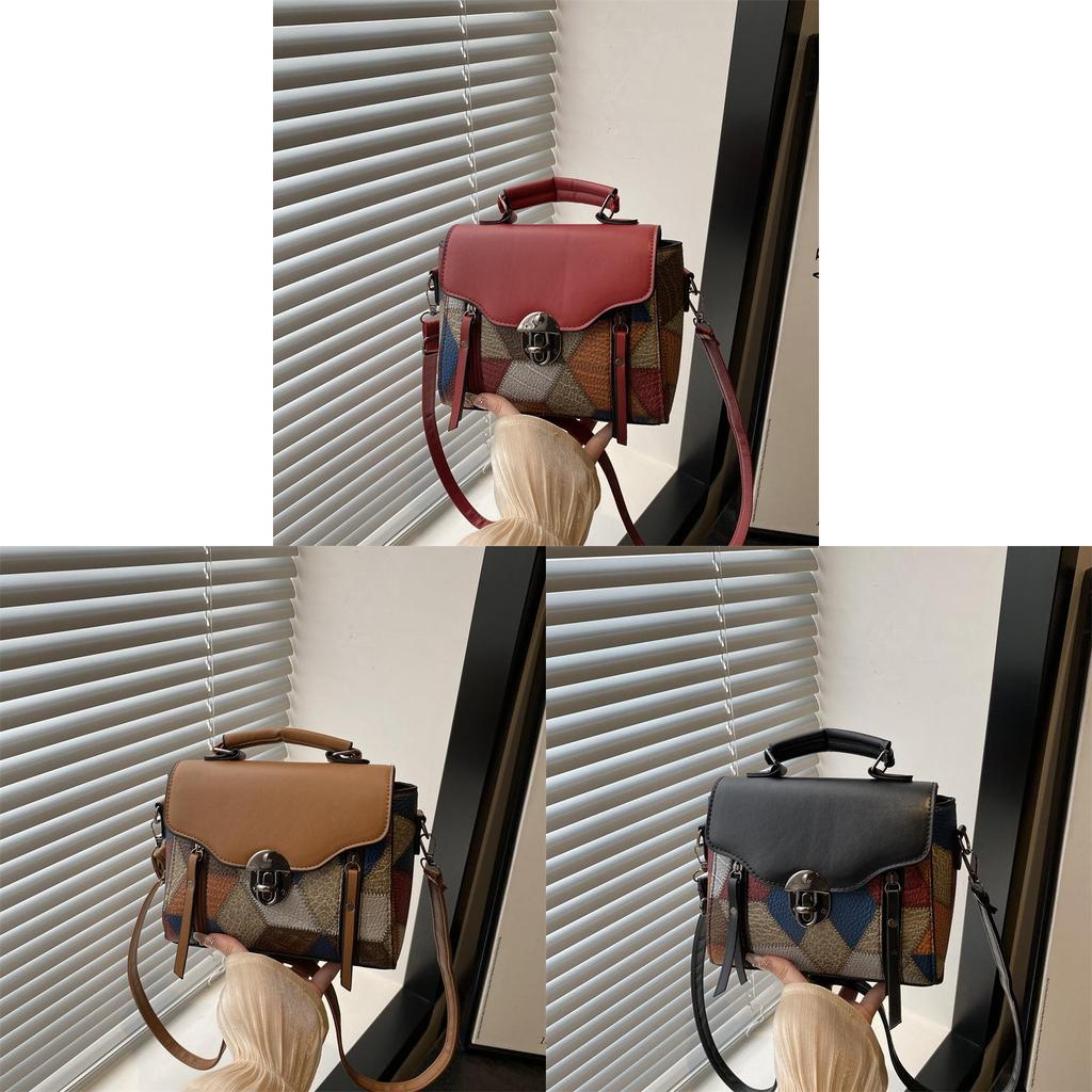 Pu Small Square Bag For Women With Top Handle And Shoulder Strap For Daily Fashion