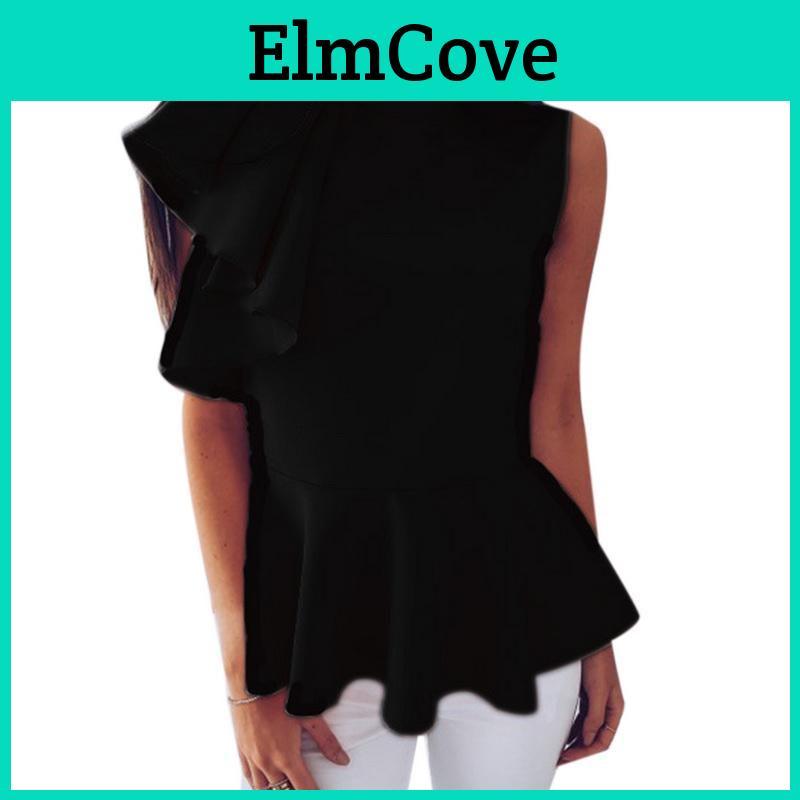 Women's Fashion Summer Round Neck Irregular Ruffled Slim Sleeveless Solid Top For Effortless Style