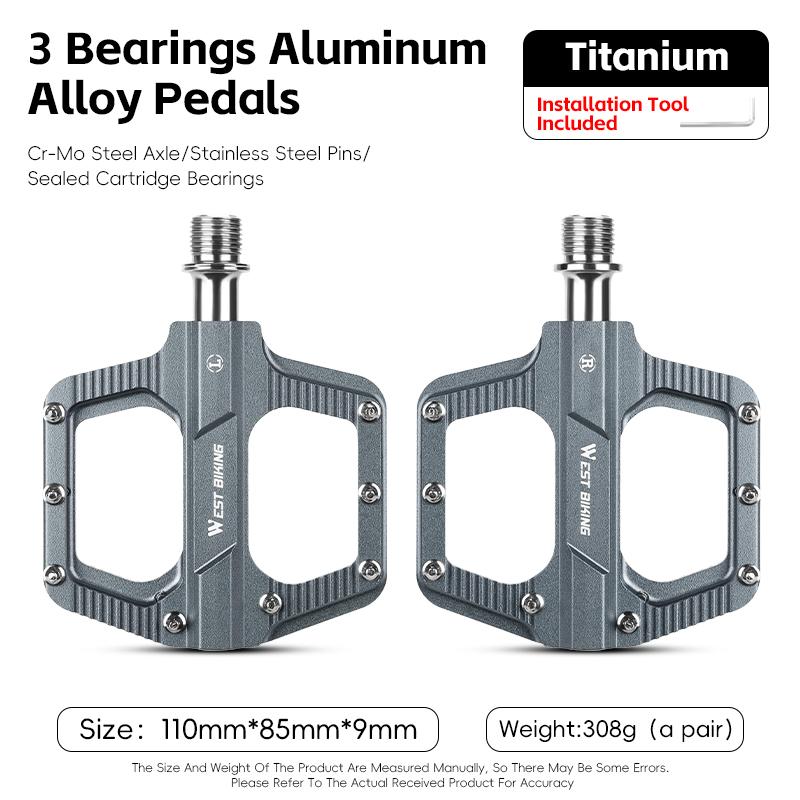 WEST BIKING Bicycle 3 Bearings Pedal Multicolor Lightweight Anti-Slip Flat Pedals Aluminum Alloy Road Bike Pedal BMX MTB Parts