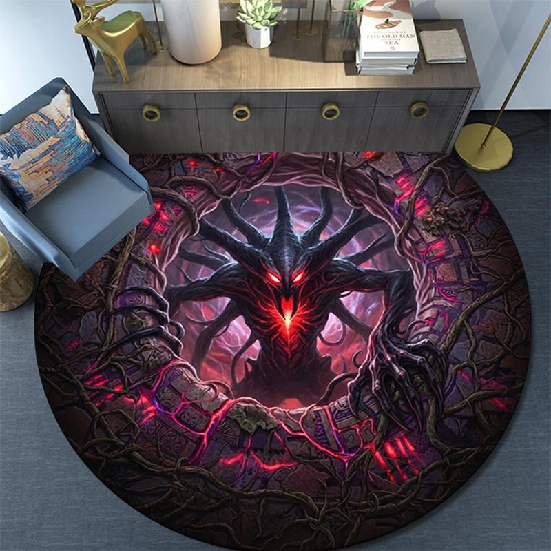 Cartoon Print Round Area Rug,Carpet Rug for Living Room Bedroom Sofa Playroom Decor,Non-slip Floor Mat