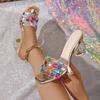 Glänzende Bunte Strass-Sandalen Hausschuhe Damen Transparent Dicker Boden Partykleid Mules Hohe Absätze 2026 Sommer Mit Absatz