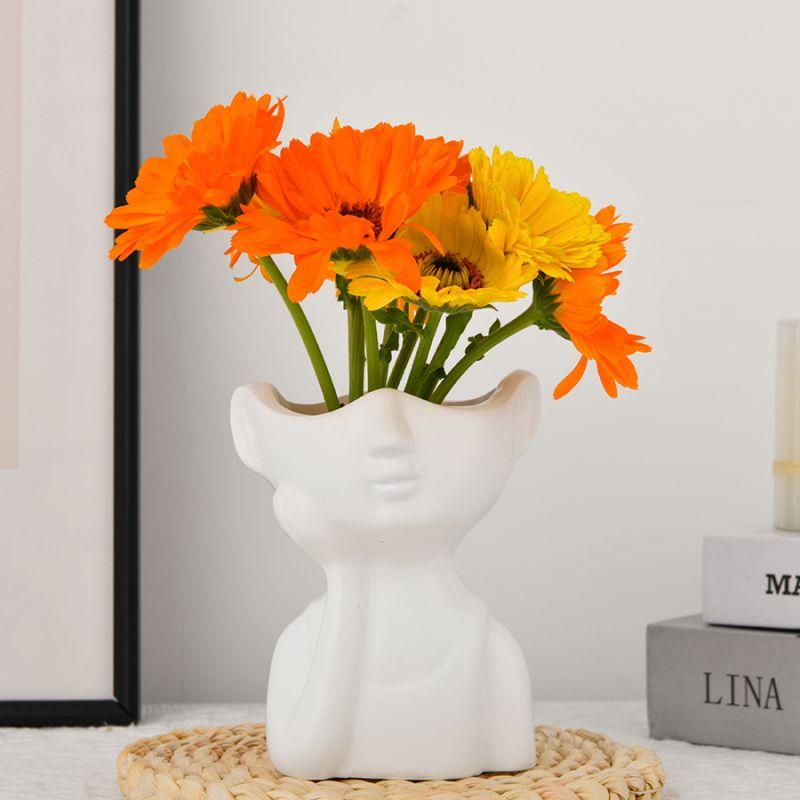 Gesichtsvase - Harzvase - Für Blumen, Niedliche Vasen Für Frauen Moderne Vasen Für Büro Esstisch Heimdekoration Vasen