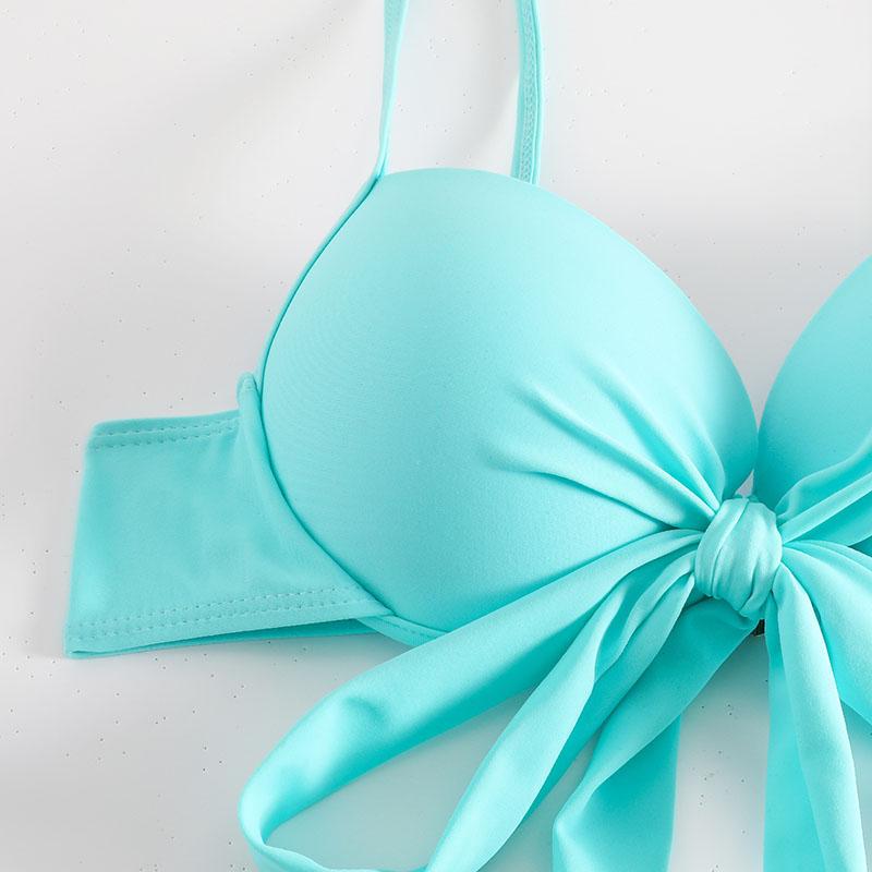 Nové sexy jednobarevné se sukní bandeau bikiny dámské plavky dámské plavky třídílné bikiny set plavec plavky