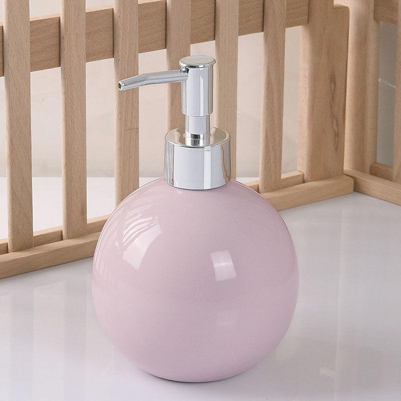 Dispensador de jabón de manos redondo de cerámica minimalista Botella de jabón de manos para hotel Botella de loción para baño Bomba de jabón Accesorios de baño para el hogar