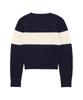 DELICCENT Contrast Line Knit Pullover [Navy]
