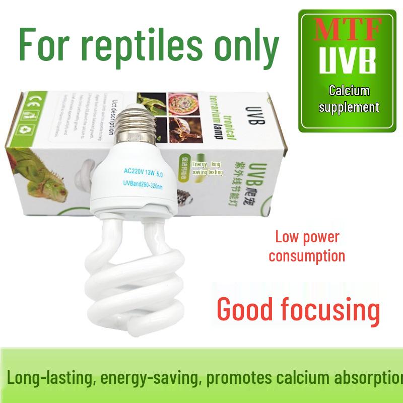 Reptile UVB Energy-Saving Full Spectrum Sun Lamp, Calcium Supplement, 13W/26W, 5.0/10.0 Ultraviolet.