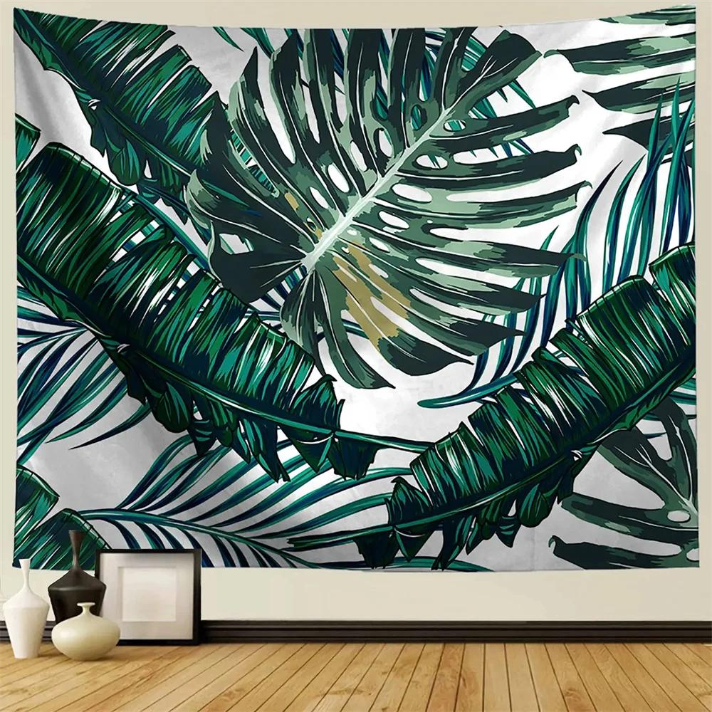 Tropical Palm Leaf Tapestry Botanical Leaves Wall Hanging Blanket for Living Room Bedroom Dorm Home Decor Nature Theme Tapestry