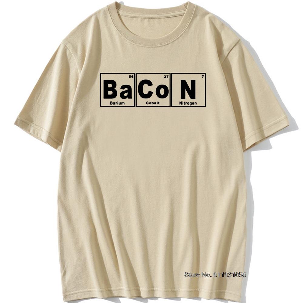 Periodic Table Chemistry Of Bacon T Shirt Design Funny Tshirt Unisexs Tops Tees Short Sleeve Camisetas Tshirt