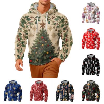 Men's Long-Sleeve Casual Flannel Hooded Sweatshirt