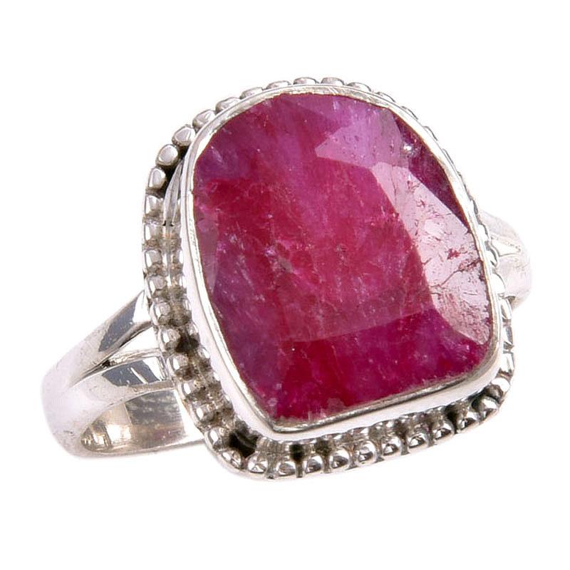 Red Ruby(Simulated) Gemstone Handmade 925 Sterling Silver Jewelry Ring S.9 k5b02