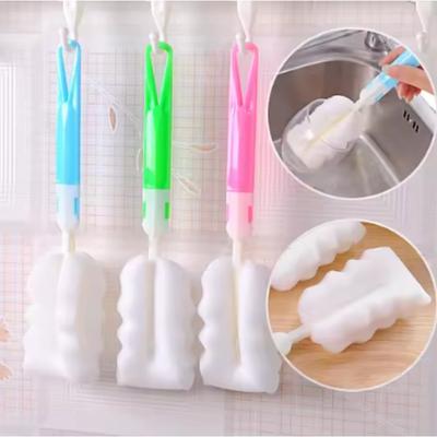 5pcs Long-Handle Sponge Brush for Mugs Glass Bottles Cups Scrubber for Efficient Cleaning Sponges Reusable Kitchen Clean Tool
