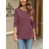 Plus Size Women's New Solid Color Casual Round Neck Seven Point Sleeve Top