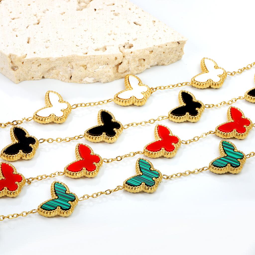 Summer Butterfly Collarbone Necklace Bracelet Jewelry Set Minimalist Dainty Women Accessories