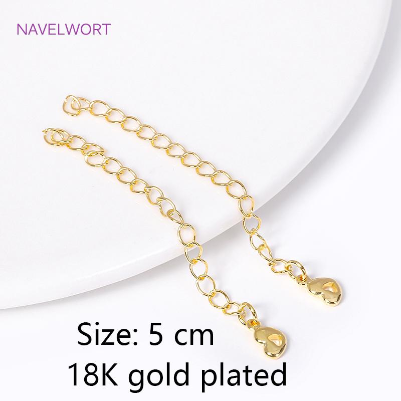 18K Gold Plated With Tag Extension Chain Brass Metal Extension Chains Connectors DIY Necklace Bracelet Jewelry Making Supplies