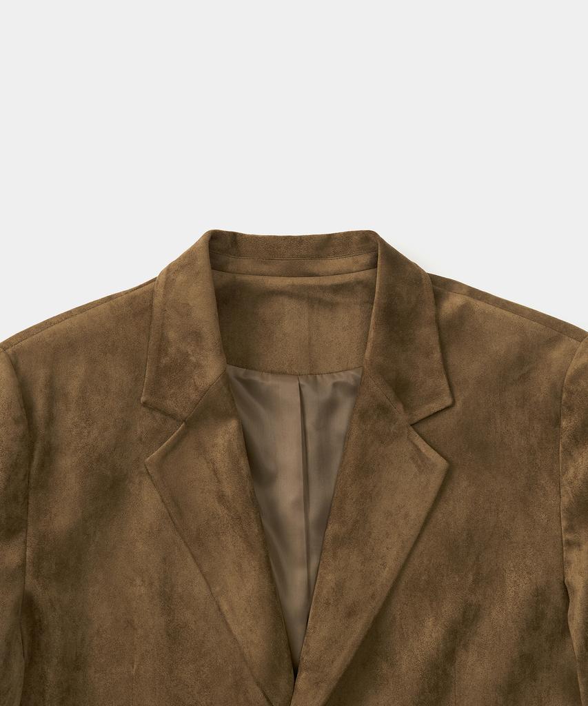 Excontainer Classic Button Suede Blazer (Khaki Brown)