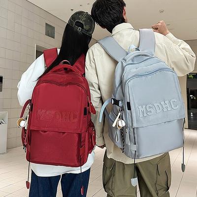 School Bag High Value Letter Style Junior High School Casual Simple Large Capacity Travel Backpack