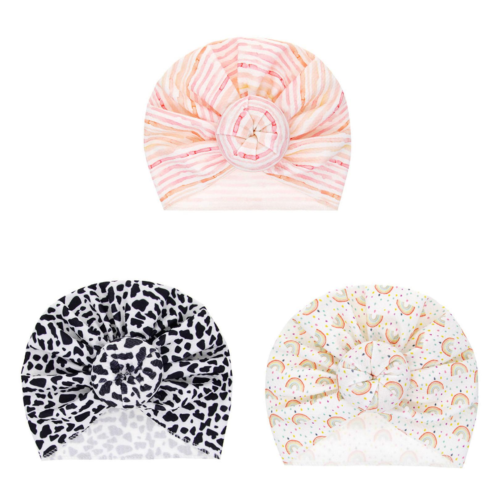 

3PC Newborn Baby Boy Girl Floral Print Headwear Turban Hat Accessories M