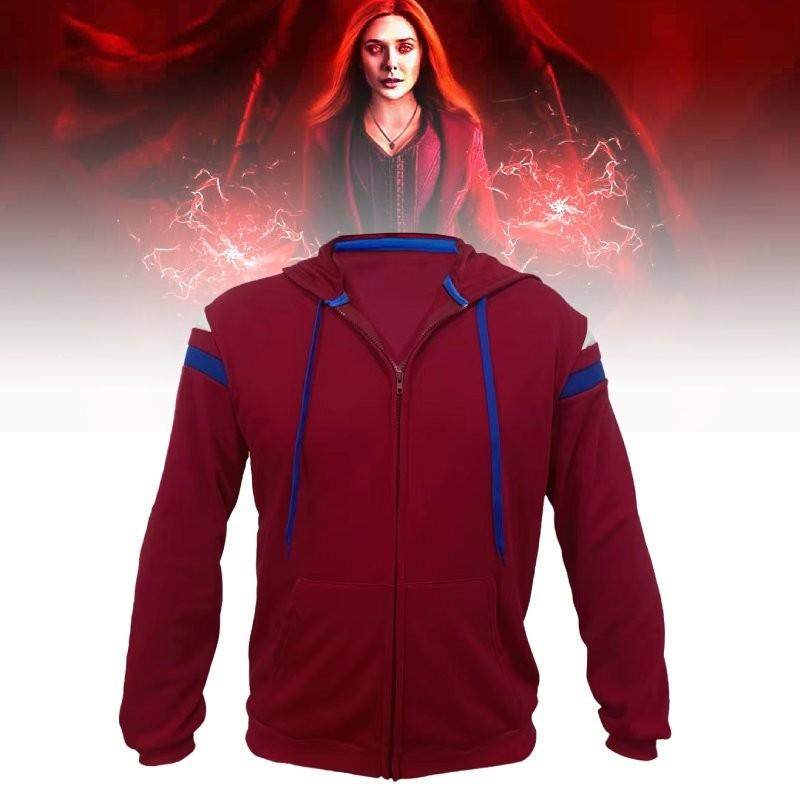 Felpa con zip Wanda Vision-Strega Scarlatta per Costume Cosplay Festa