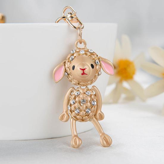 Strass Lamm Schlüsselanhänger für Damen Mädchen Kunstkristall Funkelnder Taschenanhänger für Handtasche Auto Schlüssel Zubehör