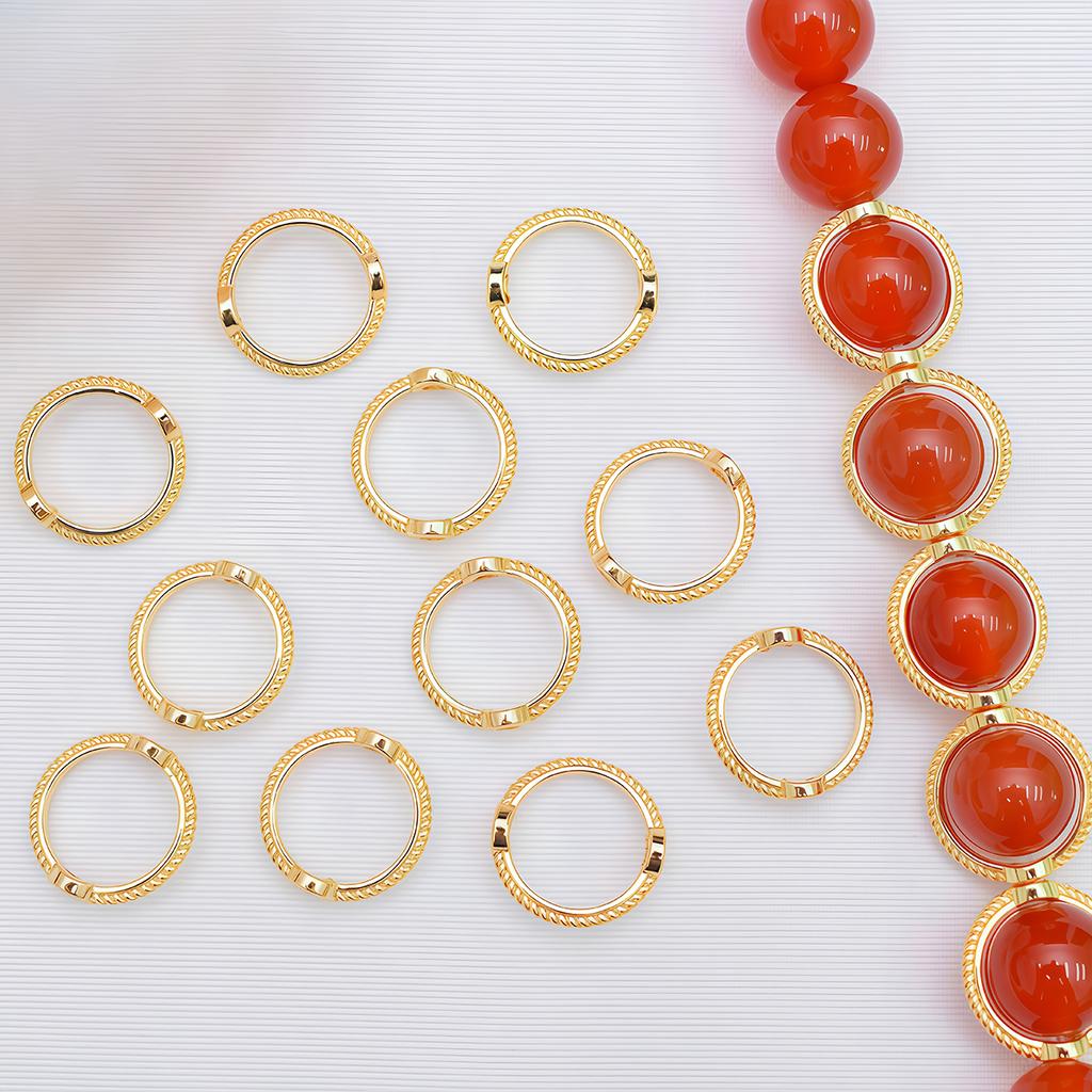20pcs 6/8/10mm Round Frame Bead Ring Metal Spacer Bead Circle Cap for Jewelry Making DIY Beading Bracelet Necklace Accessories
